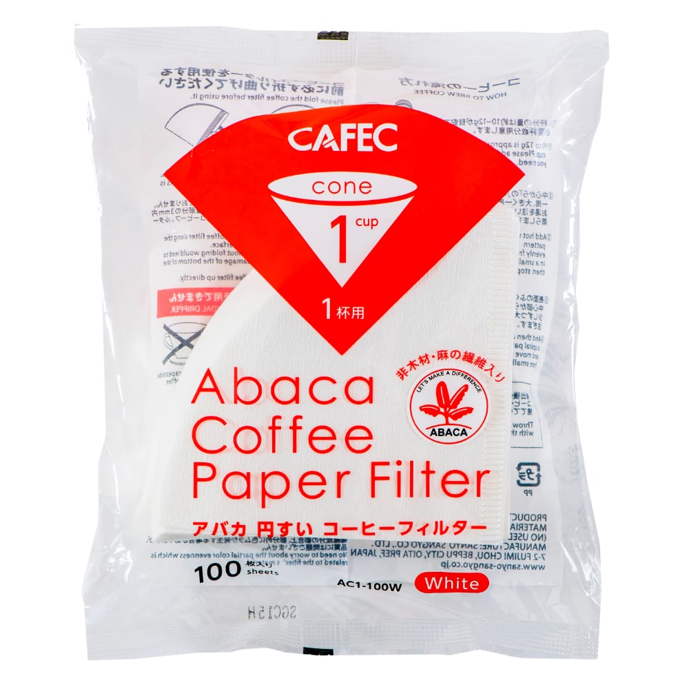 Cafec Abaca Filterpapier Conisch - Wit 100 Stuks