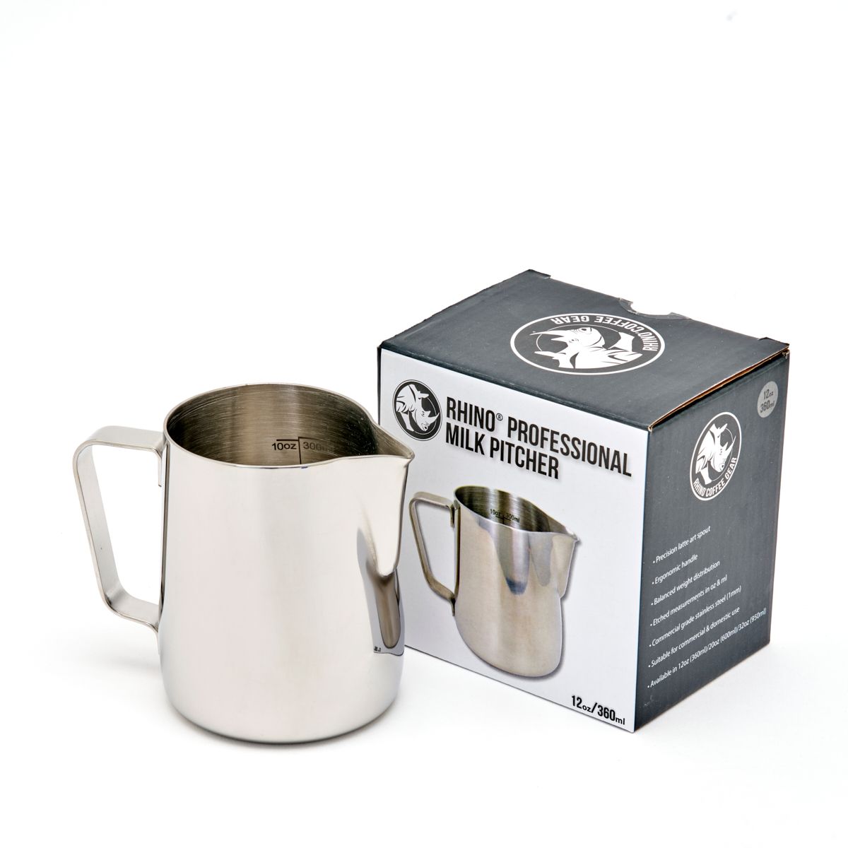 Rhino Pro Milk Pitcher Silver
