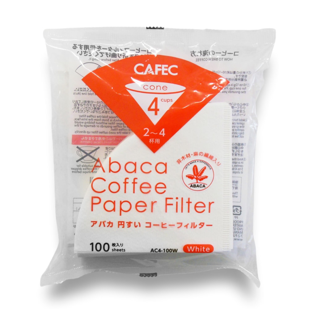 Cafec Abaca Filterpapier Maat 4 - 02 White 100 Stuks