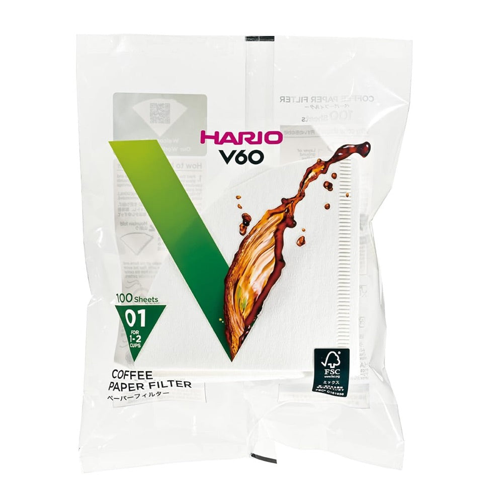 Hario V60 Filterpapier Wit 01 Japan - Zakje 100 stuks