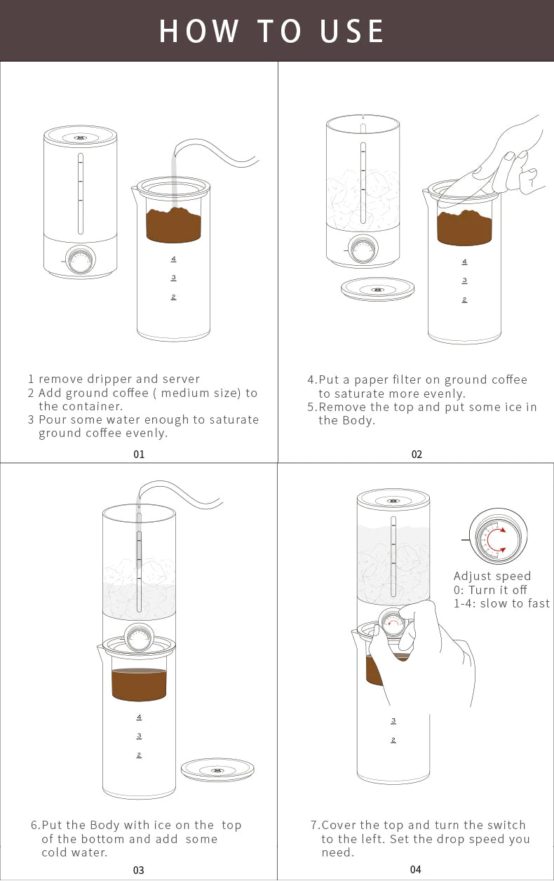 Timemore Cold Brew Ice Dripper Set Transparent Black