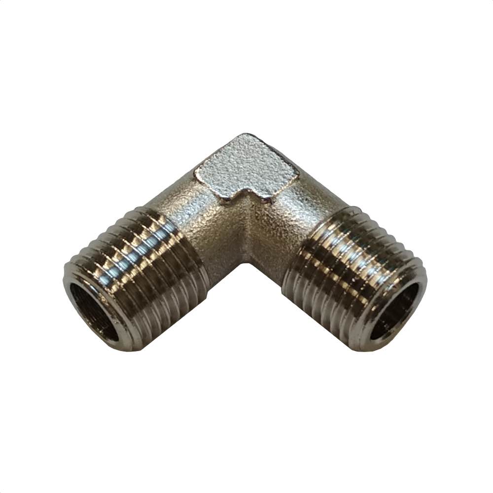 Fitting 1/4" M - 1/4" M - L-Vorm - Messing - Nickel Plated