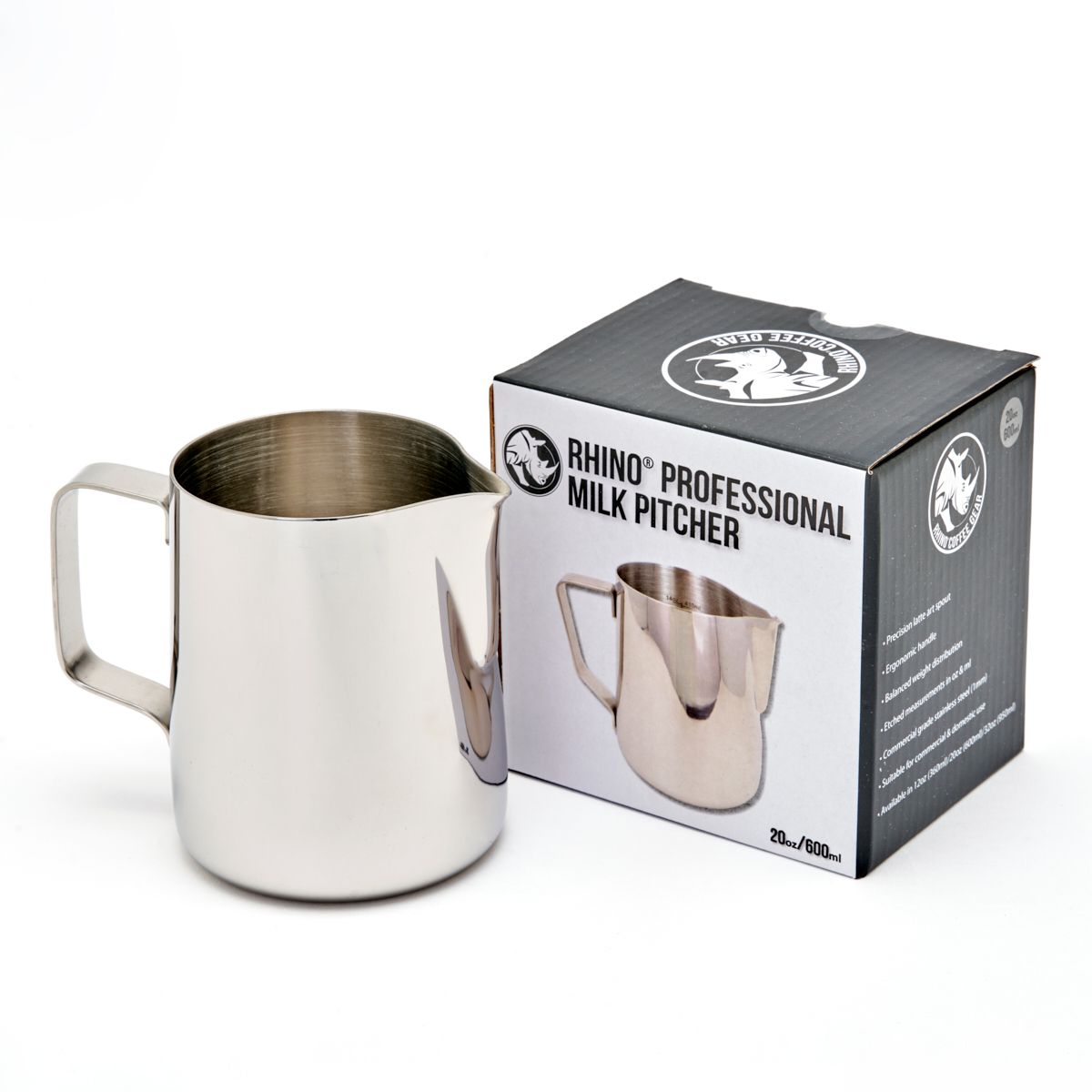 Rhino Pro Milk Pitcher Silver 950 mL