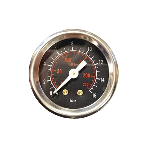 Manometer Zwart met koperen leiding 16 bar